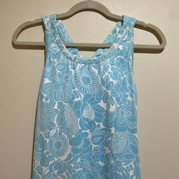 Title Nine Cirque De La Vie Blue Floral Strappy Criss Cross Back Dress Twiggy - Picture 4 of 13